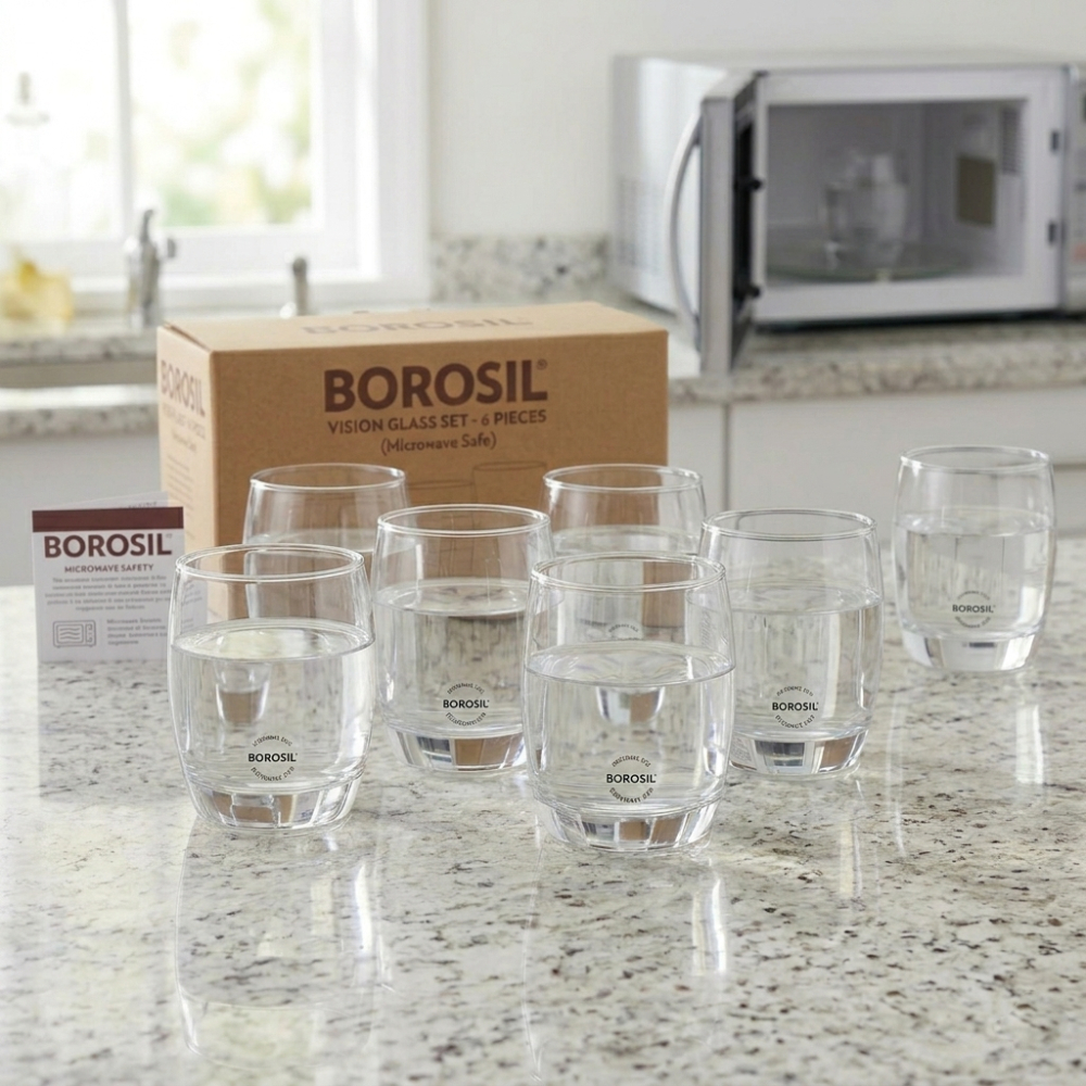Borosil Vision Glass Set Microwave Safe 6 piece set